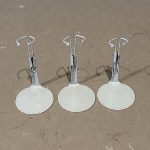 Lot of 3 White Metal Teddy Bear Doll Display Stands Adjustable 4” Small Plush